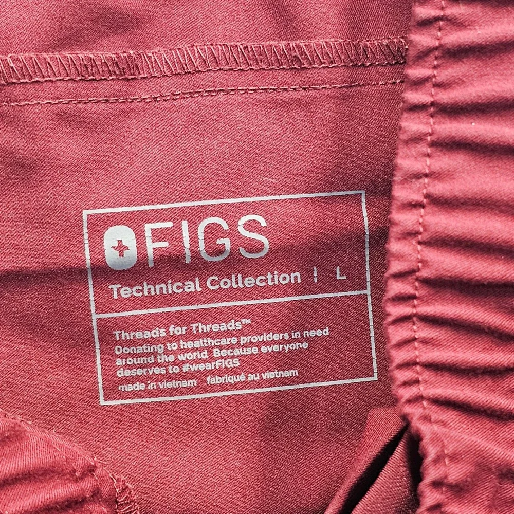 FIGS Technical Collection Burgundy Jogger Scrub Pants Mens L MXXSW2004